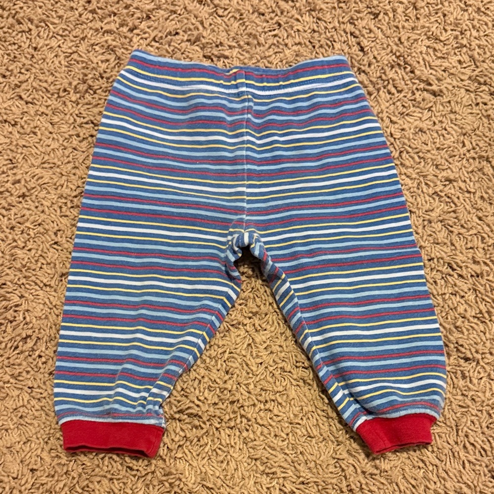 Striped Baby Pants with Red Cuffs